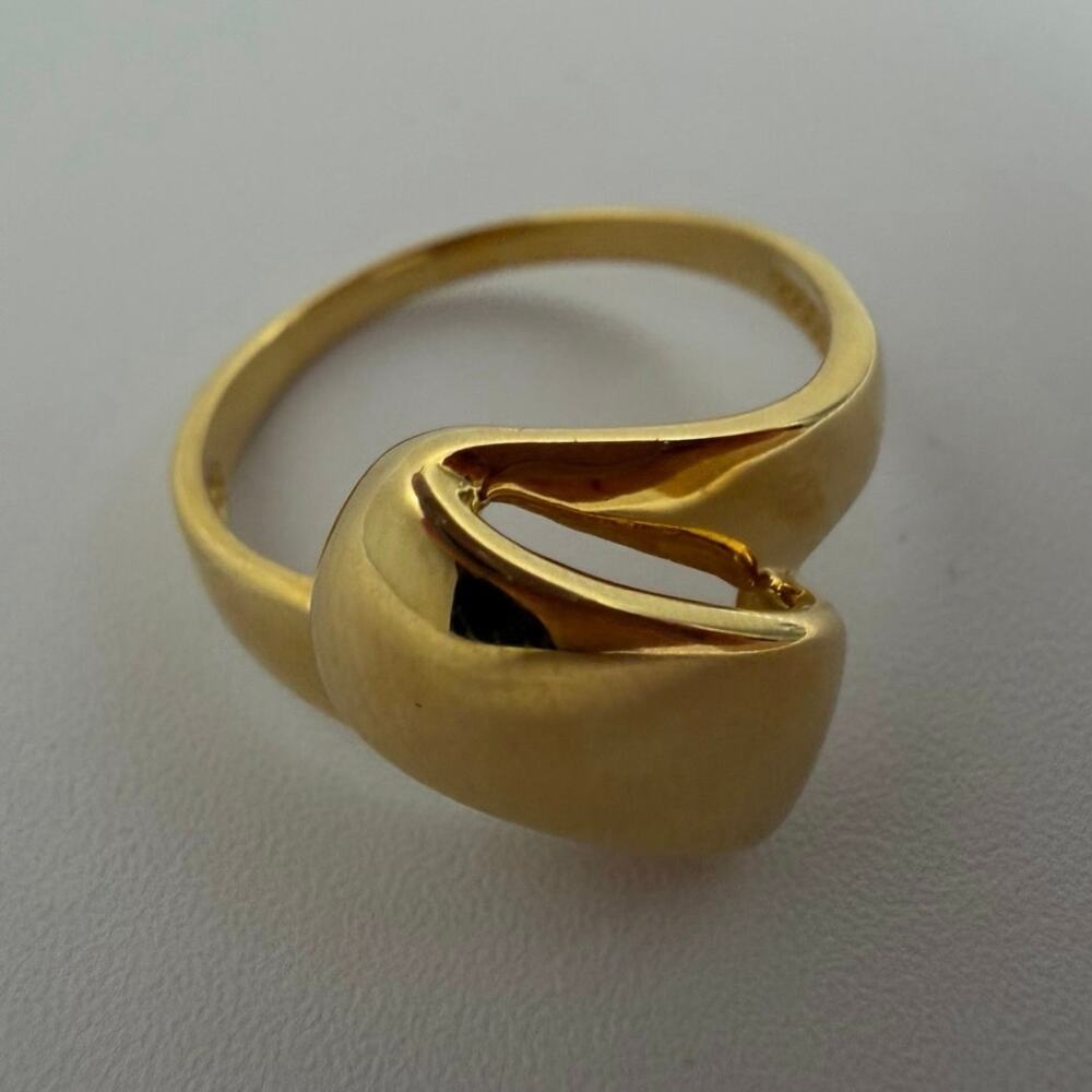 Vintage 18K Yellow Gold Modernist Abstract Bypass Statement Ring Size 9.25